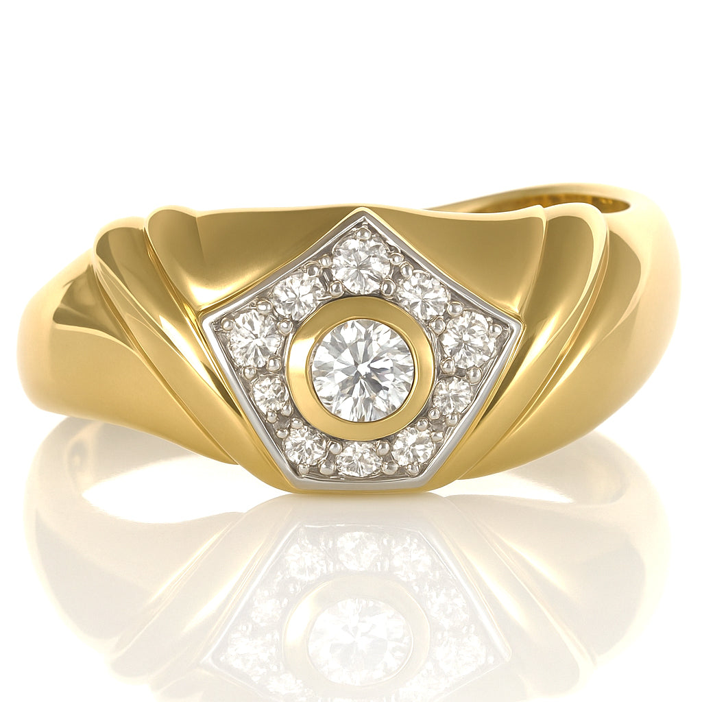 Anello - 18 carati Oro bianco, Oro giallo - 0.30ct. tw. Diamante (Naturale)