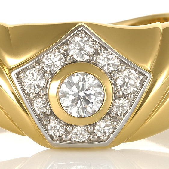 Anello - 18 carati Oro bianco, Oro giallo - 0.30ct. tw. Diamante (Naturale)