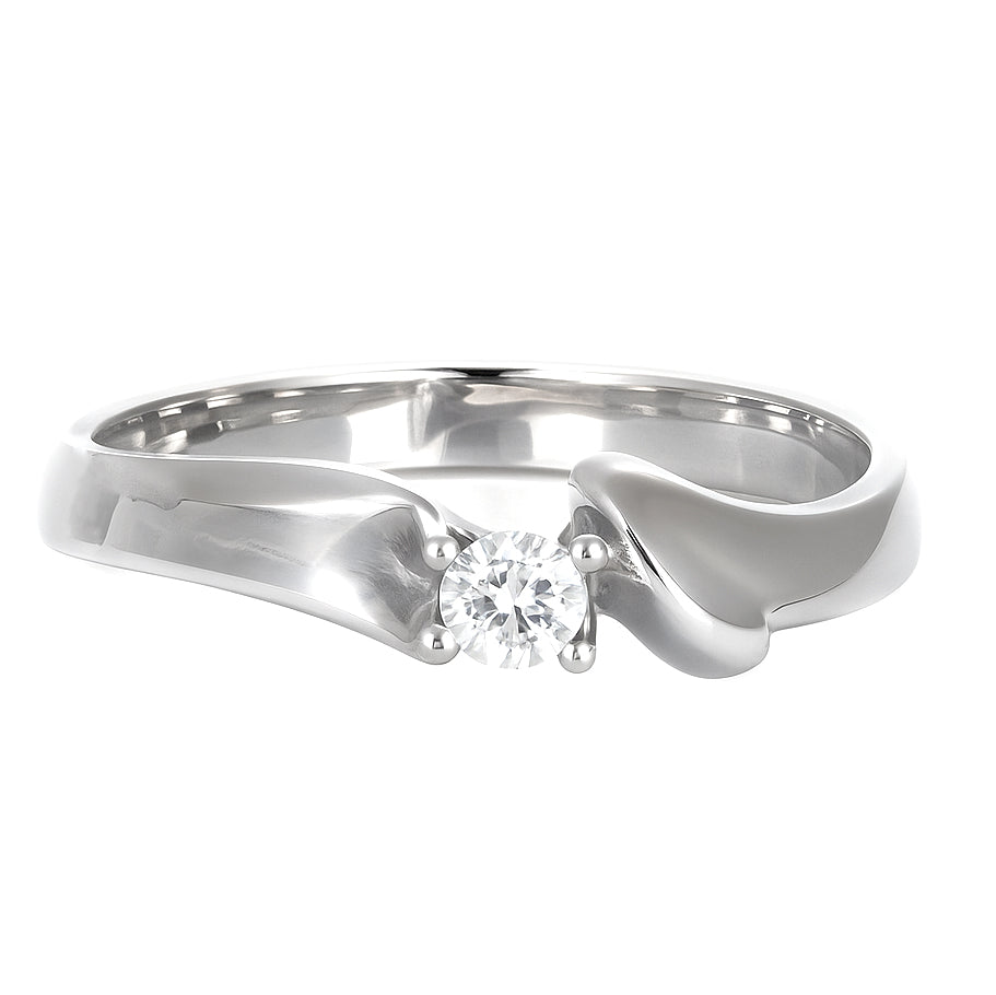 Anello - 18 carati Oro bianco- 0.08ct. tw. Diamante (Naturale)