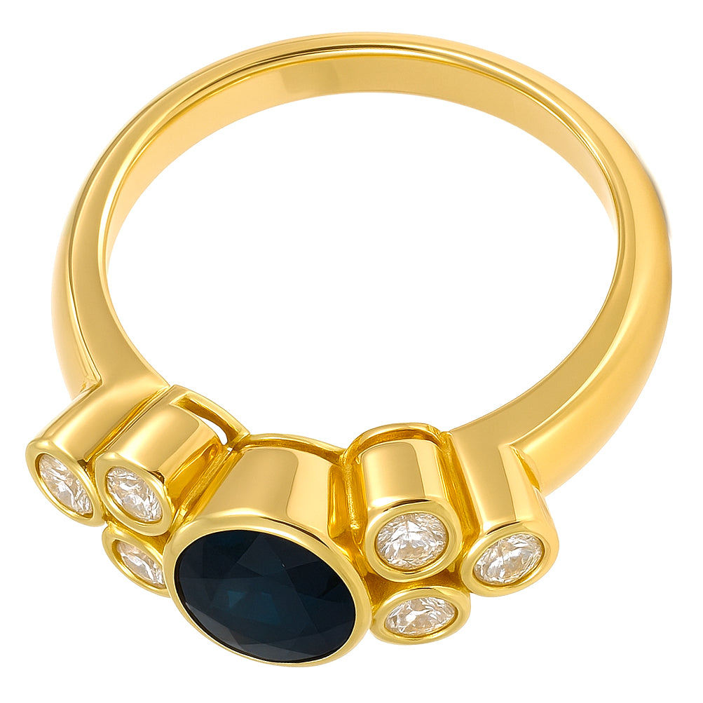 Anello - 18 carati Oro giallo - 0.81ct. tw. Zaffiro - Diamante