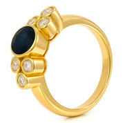 Anello - 18 carati Oro giallo - 0.81ct. tw. Zaffiro - Diamante