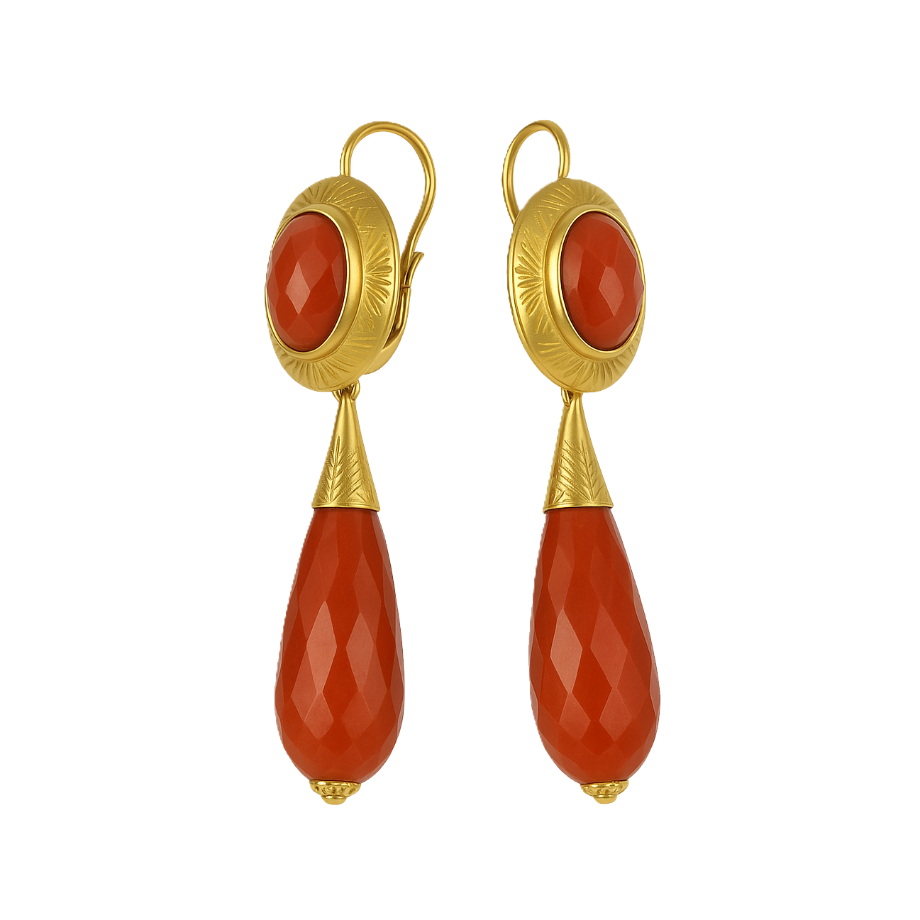 Orecchini - 18 carati Oro giallo - Corallo