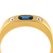 Anello - 18 carati Oro giallo - 0.52ct. tw. Zaffiro - Diamante