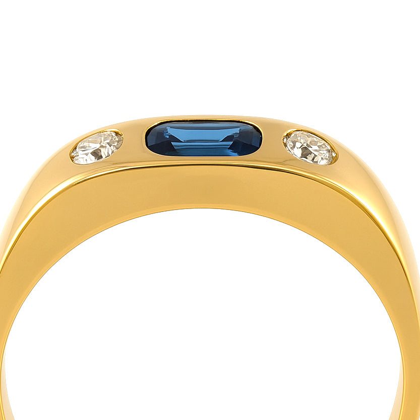 Anello - 18 carati Oro giallo - 0.52ct. tw. Zaffiro - Diamante