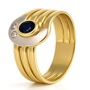 Anello - 18 carati Oro bianco, Oro giallo - 0.20ct. tw. Zaffiro - Diamante