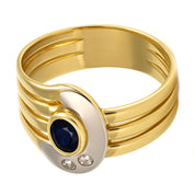 Anello - 18 carati Oro bianco, Oro giallo - 0.20ct. tw. Zaffiro - Diamante