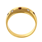 Anello - 18 carati Oro giallo - 0.14ct. tw. Rubino - Diamante