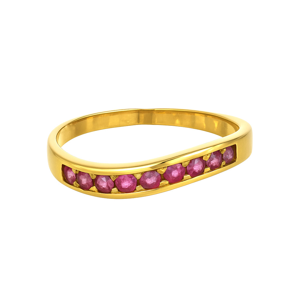 Anello - 18 carati Oro giallo - 0.04ct. tw. Rubino