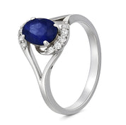 Anello - 18 carati Oro bianco - 1.16ct. tw. Zaffiro - Diamante