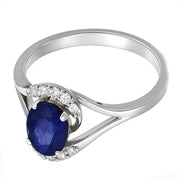 Anello - 18 carati Oro bianco - 1.16ct. tw. Zaffiro - Diamante