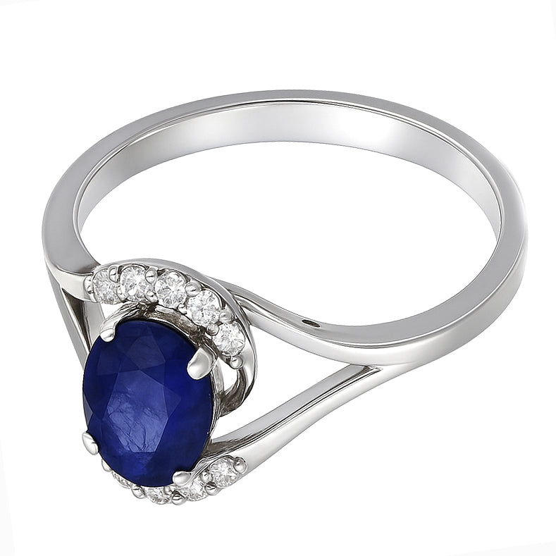 Anello - 18 carati Oro bianco - 1.16ct. tw. Zaffiro - Diamante