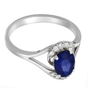 Anello - 18 carati Oro bianco - 1.16ct. tw. Zaffiro - Diamante