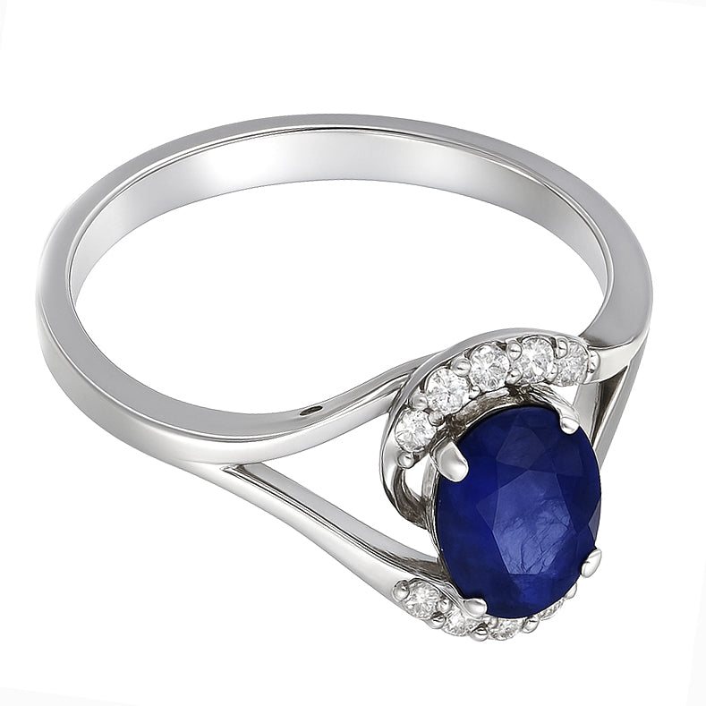 Anello - 18 carati Oro bianco - 1.16ct. tw. Zaffiro - Diamante