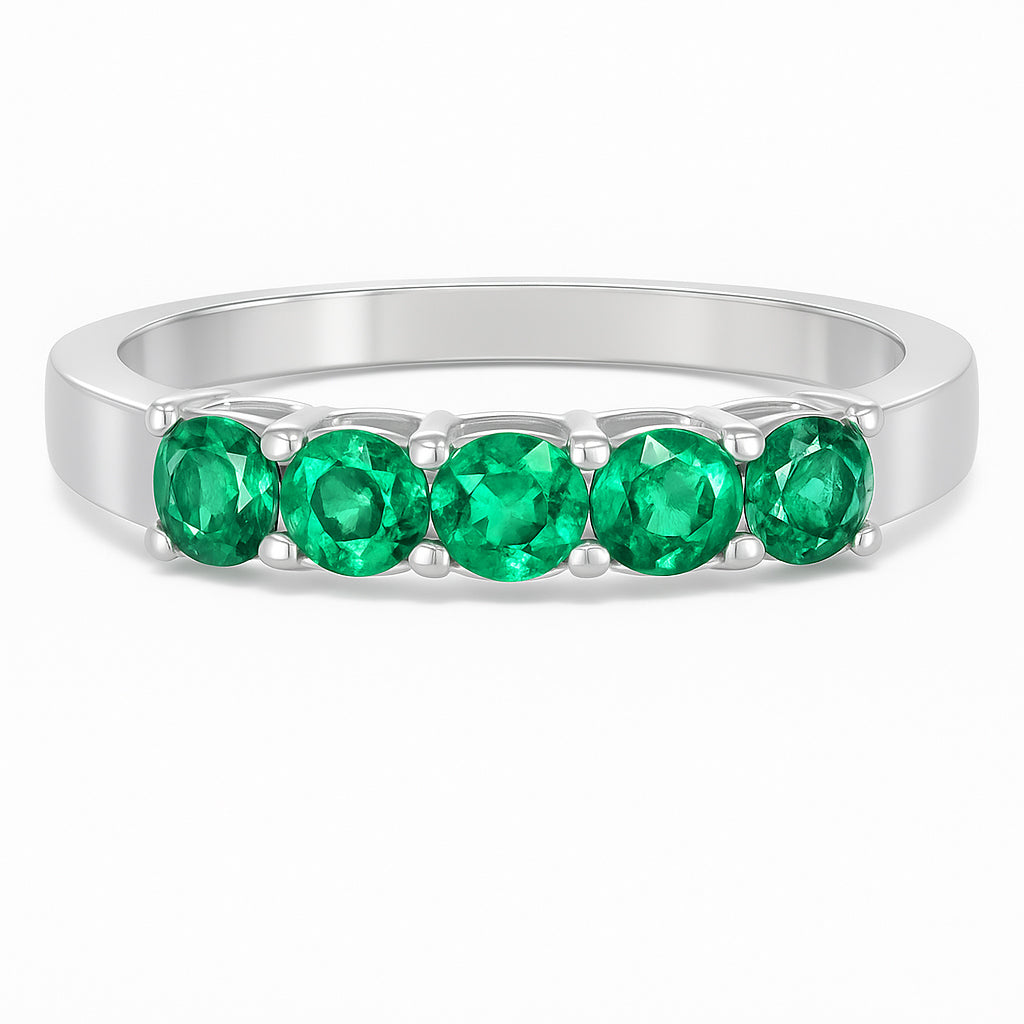 Anello - 18 carati Oro bianco - 0.53ct. tw. Smeraldo