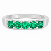 Anello - 18 carati Oro bianco - 0.53ct. tw. Smeraldo