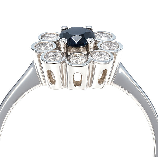 Anello - 18 carati Oro bianco - 0.69ct. tw. Zaffiro - Diamante