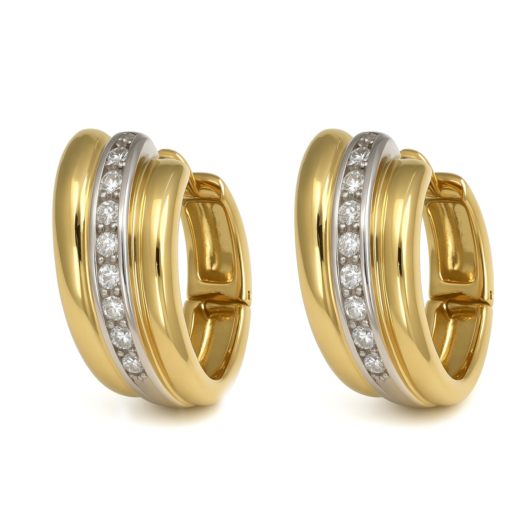 Orecchini - 18 carati Oro giallo, Oro bianco - 0.135ct. tw. Diamante (Naturale)