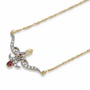 Collana - 18 carati Oro giallo, Argento - 0.395ct. tw. Rubino - Diamante