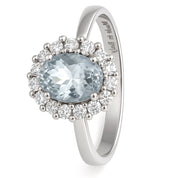 Anello - 18 carati Oro bianco - 1.34ct. tw. Acquamarina - Diamante