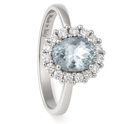 Anello - 18 carati Oro bianco - 1.34ct. tw. Acquamarina - Diamante
