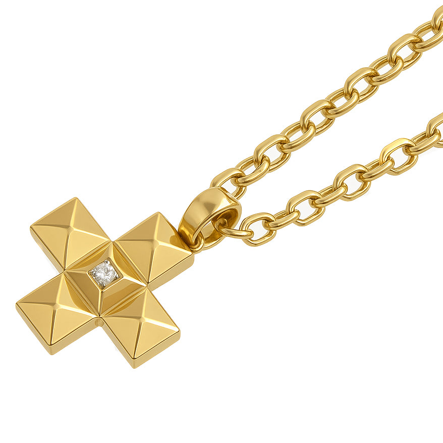 Collana con ciondolo - 18 carati Oro bianco, Oro giallo - 0.05ct. tw. Diamante (Naturale)