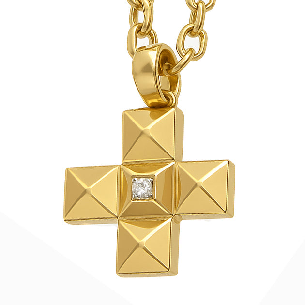 Collana con ciondolo - 18 carati Oro bianco, Oro giallo - 0.05ct. tw. Diamante (Naturale)