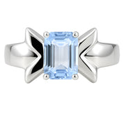 Anello - 18 carati Oro bianco - 0.75ct. tw. Topazio