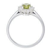 Anello - 18 carati Oro bianco - 1.09ct. tw. Peridoto - Diamante