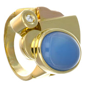Anello - 18 carati Oro giallo, Oro rosa - 7.10ct. tw. Calcedonio - Diamante