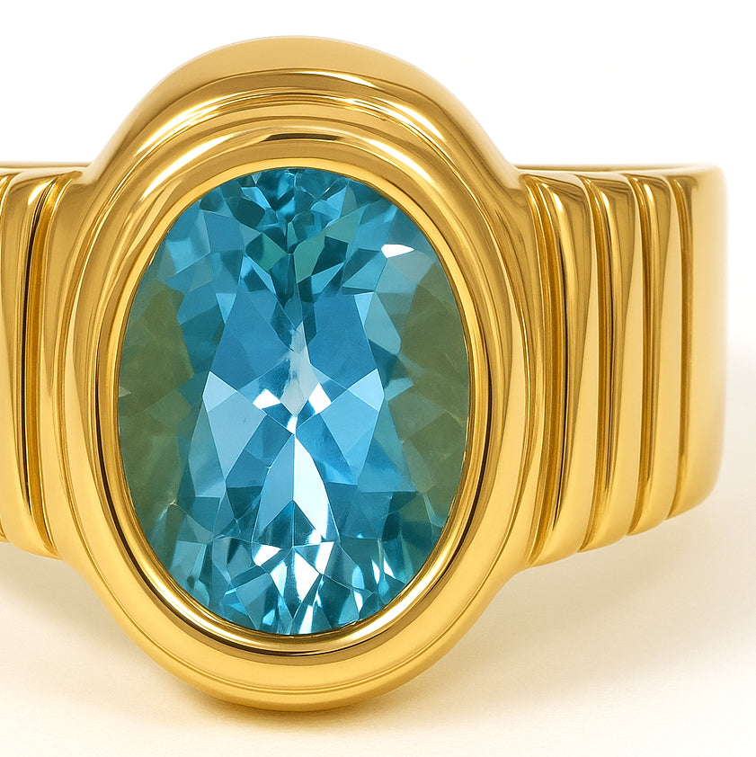 Anello - 18 carati Oro giallo - 5.00ct. tw. Topazio