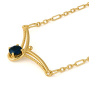 Collana con ciondolo - 18 carati Oro giallo - 0.37ct. tw. Zaffiro - Diamante