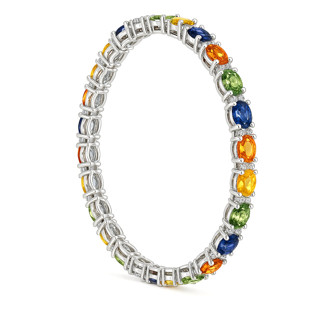 Bracciale - 18 carati Oro bianco - 12.00ct. tw. Zaffiro - Diamante