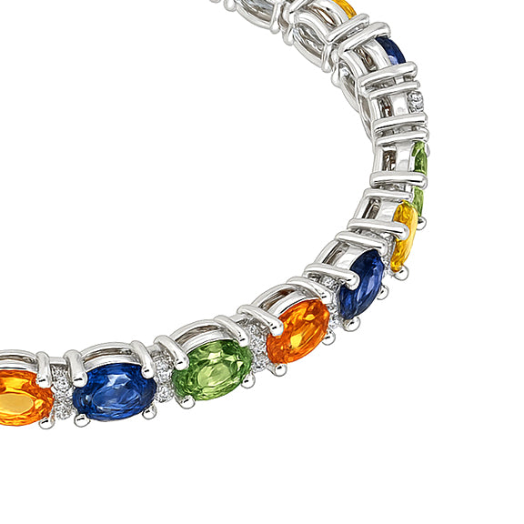 Bracciale - 18 carati Oro bianco - 12.00ct. tw. Zaffiro - Diamante