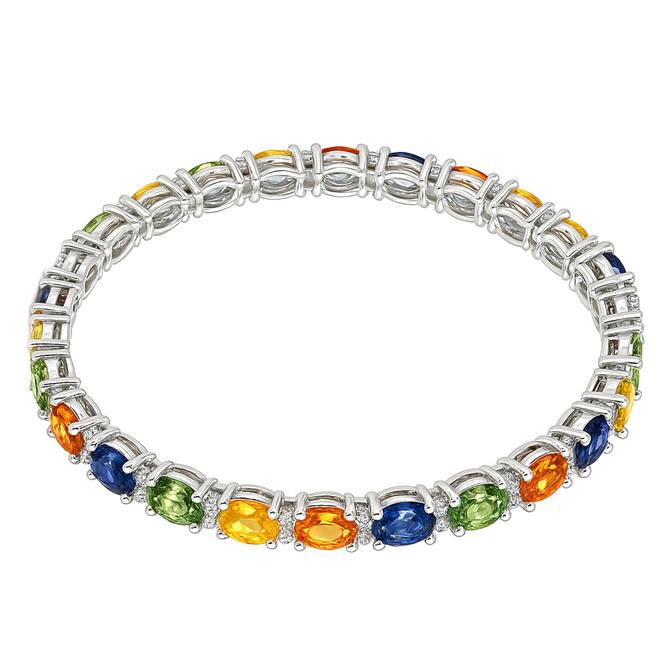 Bracciale - 18 carati Oro bianco - 12.00ct. tw. Zaffiro - Diamante