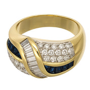Anello - 18 carati Oro giallo - 1.48ct. tw. Zaffiro - Diamante