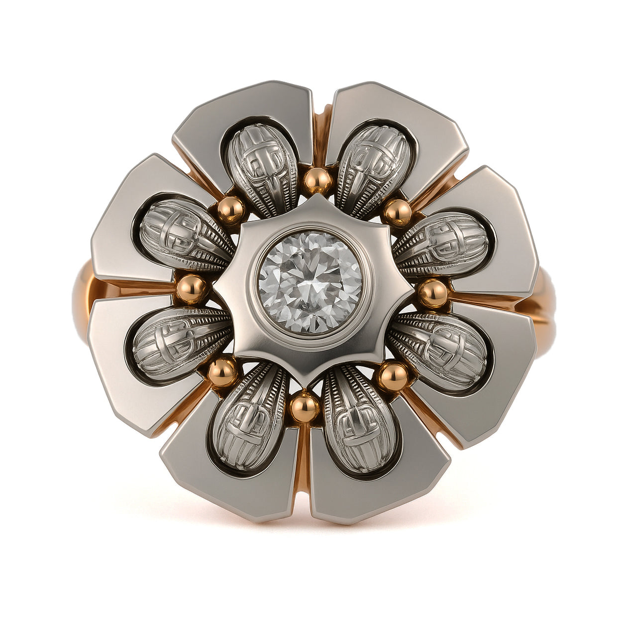 Anello - 18 carati Oro giallo, Argento - 0.30ct. tw. Diamante (Naturale)