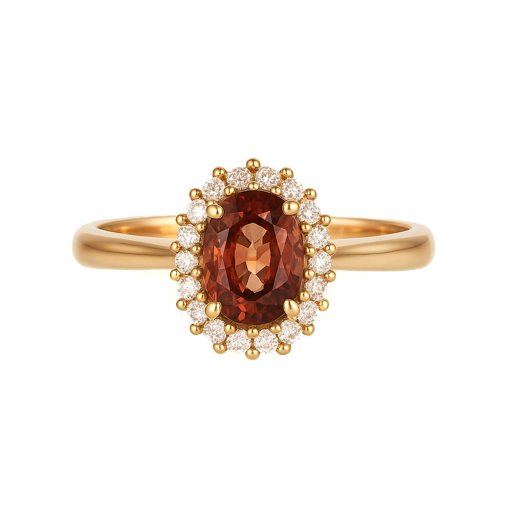 Anello - 18 carati Oro giallo - 1.28ct. tw. Zaffiro - Diamante