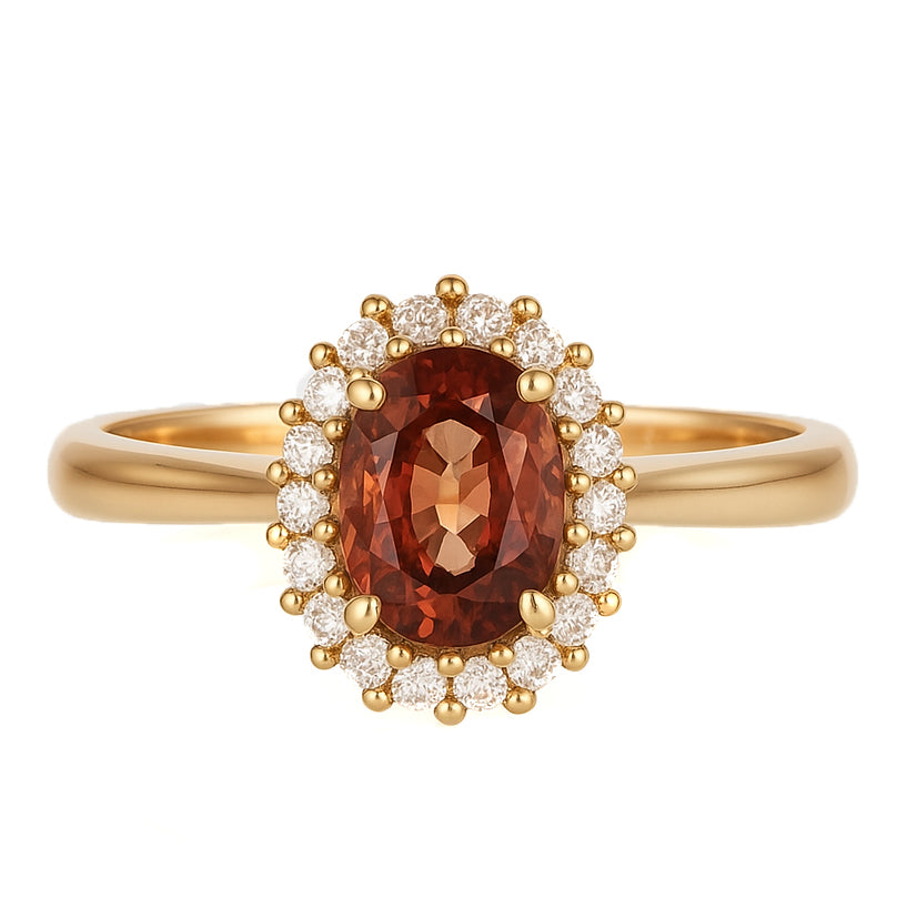 Anello - 18 carati Oro giallo - 1.28ct. tw. Zaffiro - Diamante