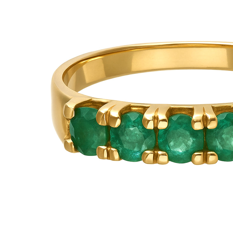 Anello - 18 carati Oro giallo - 0.60ct. tw. Smeraldo