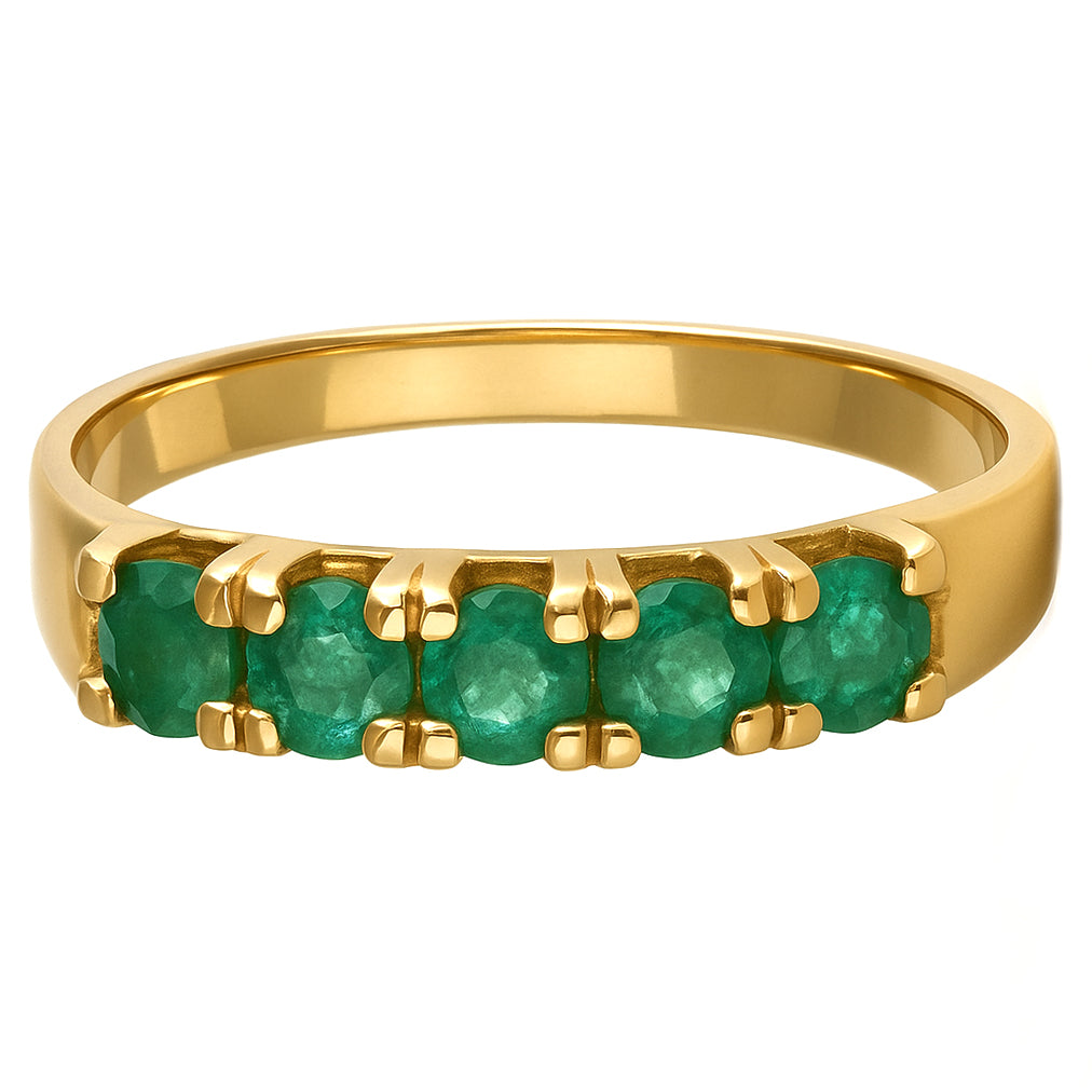 Anello - 18 carati Oro giallo - 0.60ct. tw. Smeraldo