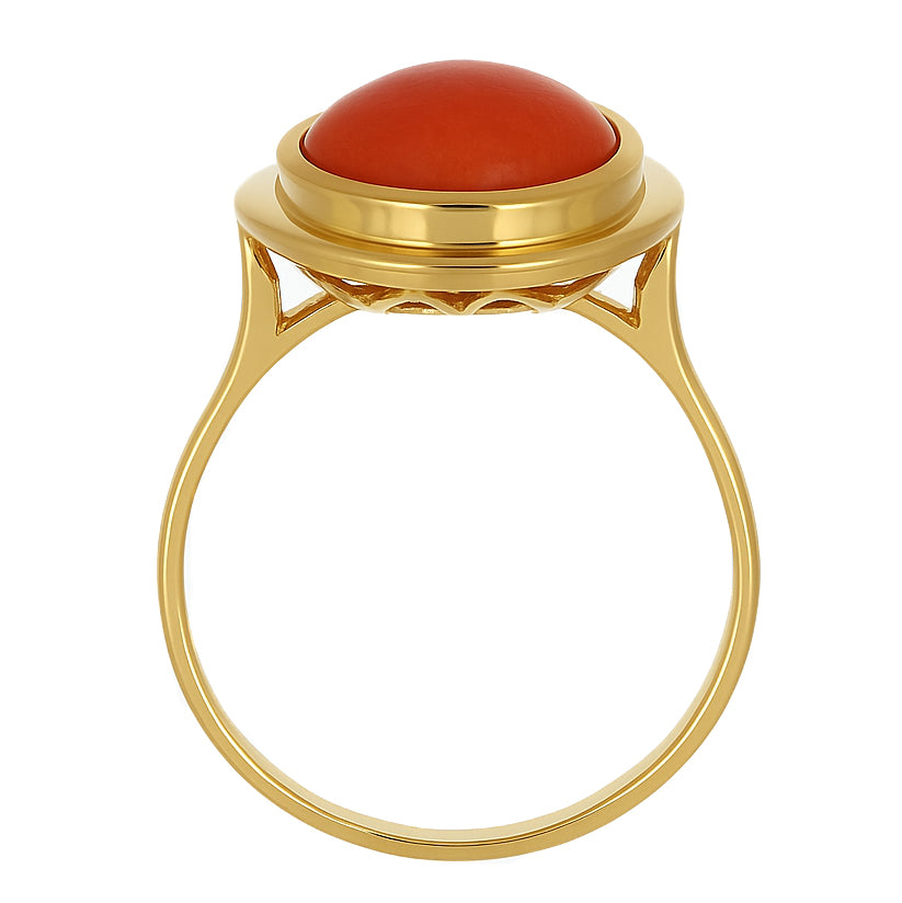 Anello - 18 carati Oro giallo Corallo