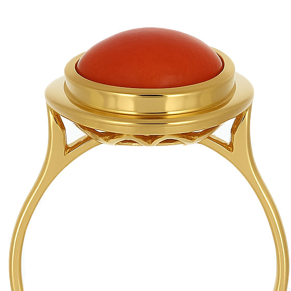 Anello - 18 carati Oro giallo Corallo