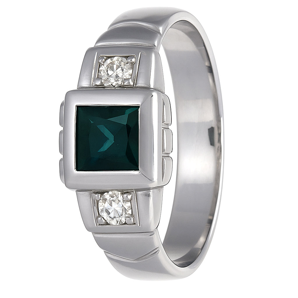 Anello - 18 carati Oro bianco - 0.41ct. tw. Zaffiro - Diamante