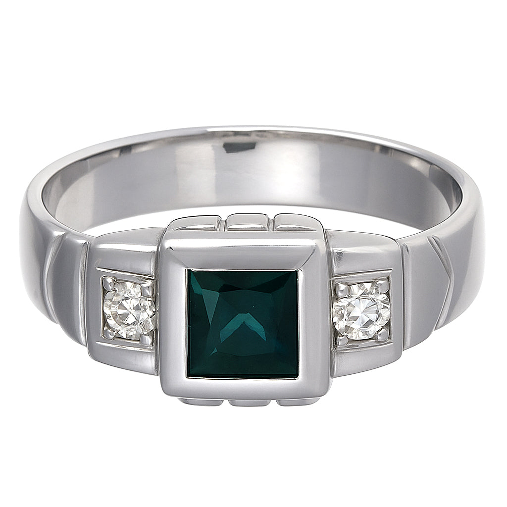 Anello - 18 carati Oro bianco - 0.41ct. tw. Zaffiro - Diamante