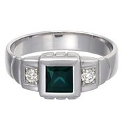 Anello - 18 carati Oro bianco - 0.41ct. tw. Zaffiro - Diamante