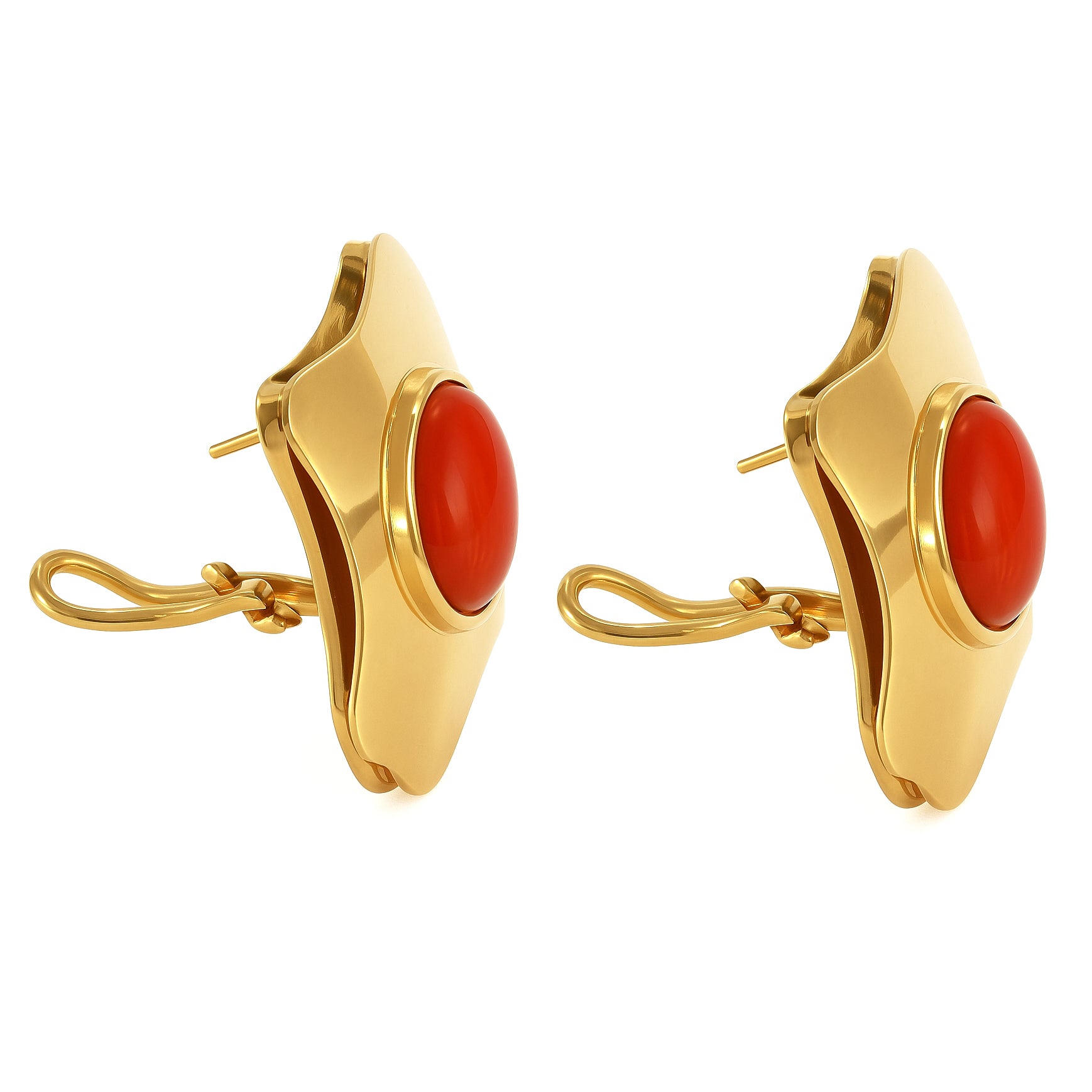 Orecchini - 18 carati Oro giallo Corallo