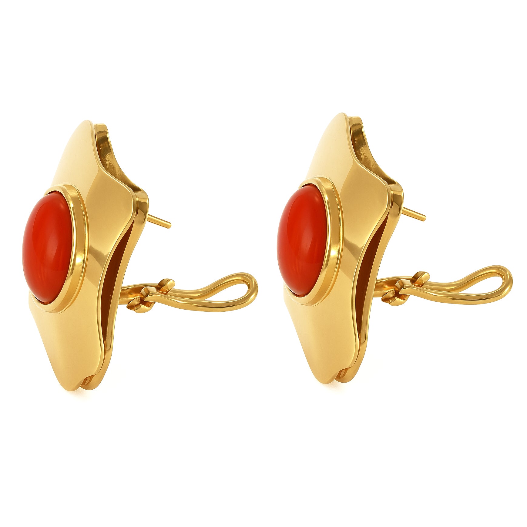 Orecchini - 18 carati Oro giallo Corallo