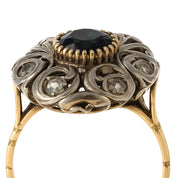 Anello in Oro Giallo ,Oro Bianco 18 carati -zaffiro Diamanti