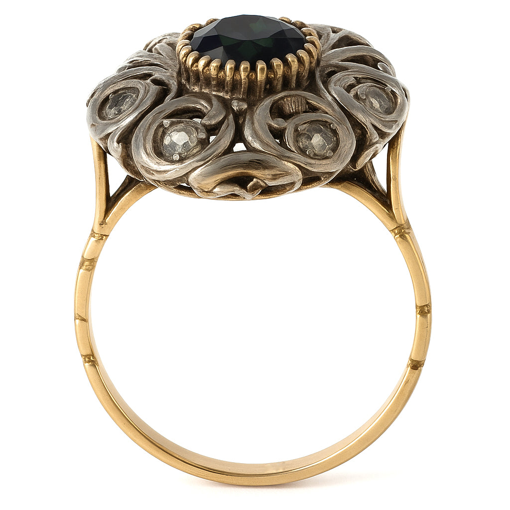 Anello in Oro Giallo ,Oro Bianco 18 carati -zaffiro Diamanti