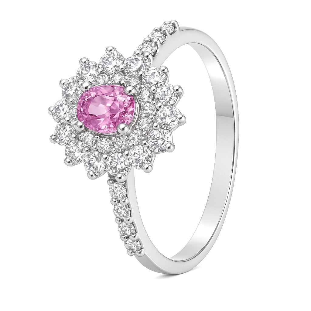 Anello - 18 carati Oro bianco - 0.73ct. tw. Zaffiro - Diamante